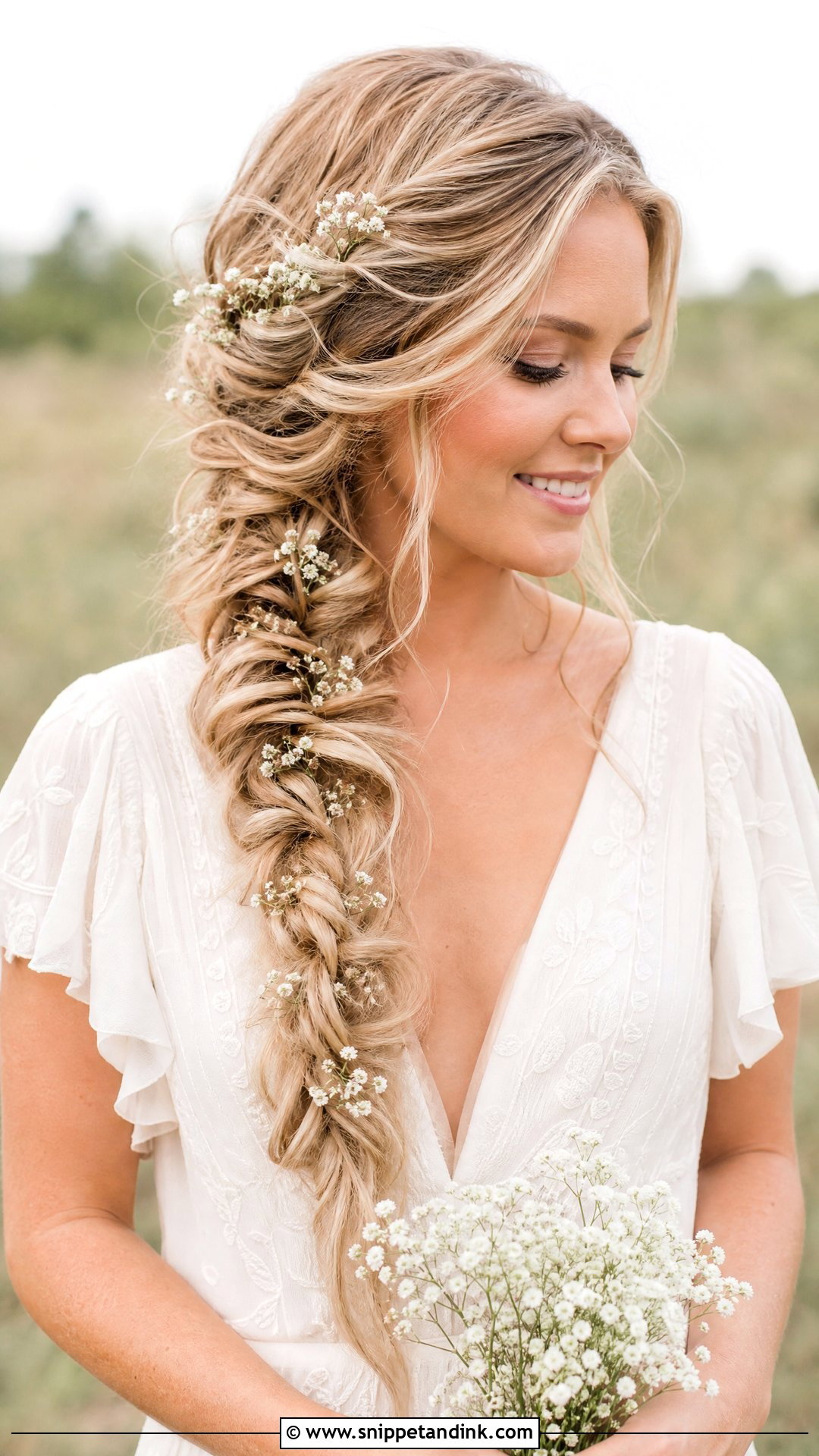 Fairy Bridal Fishtail Braid - Snippet and Ink - 15 Fairy Bridal Hair Ideas