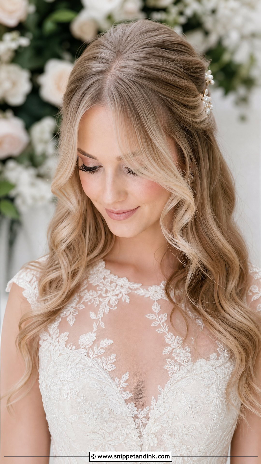 Fairy Bride Curtain Bangs Hair - Snippet and Ink - 15 Fairy Bride Hair Ideas