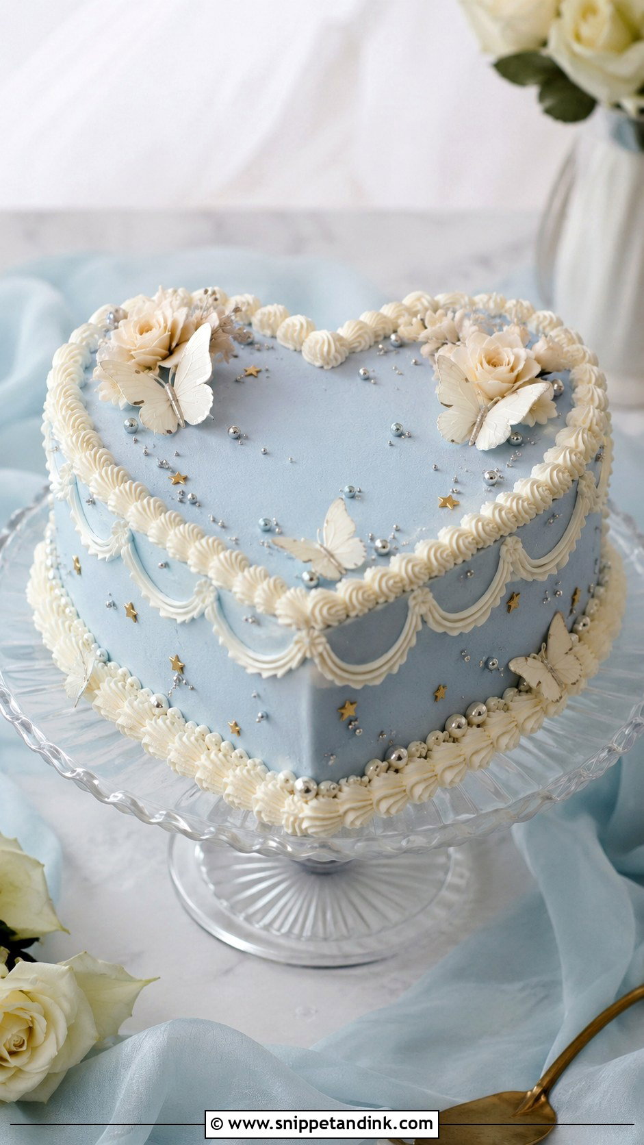 Fairy Heart Wedding Cake With Blue Frosting - Snippet and Ink - 20 Fairy Heart Cake Ideas for Wedding