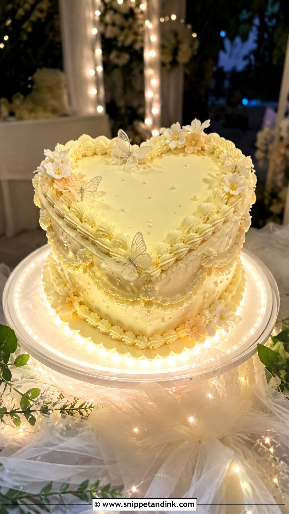 Fairy Heart Wedding Cake With Fairy Lights - Snippet and Ink - 20 Fairy Heart Cake Ideas for Wedding