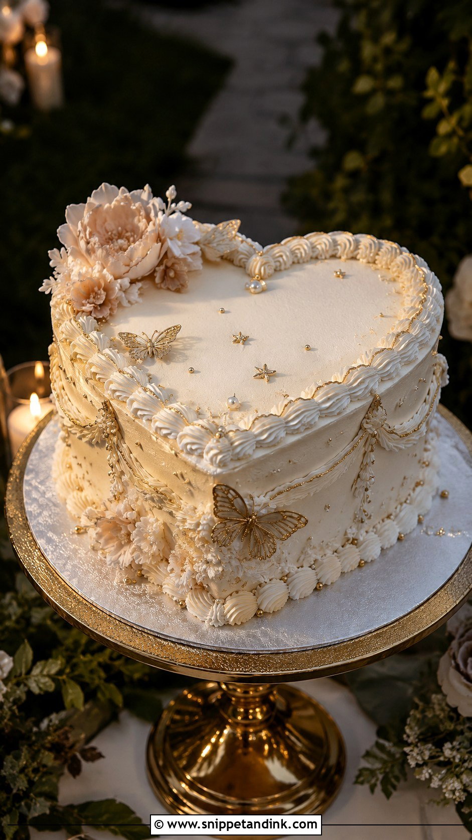 Fairy Heart Wedding Cake With Gold - Snippet and Ink - 20 Fairy Heart Cake Ideas for Wedding