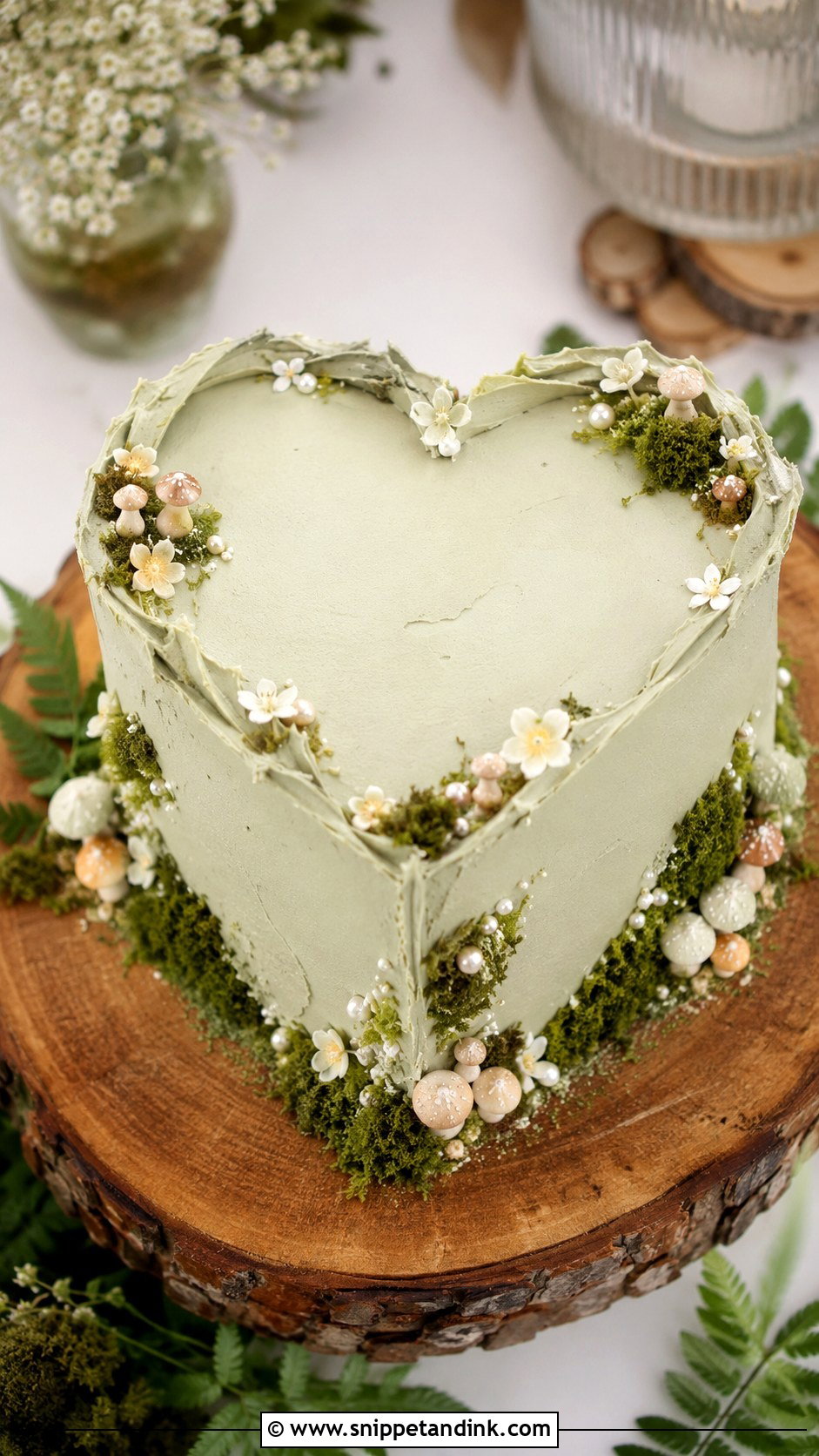 Fairy Heart Wedding Cake With Mushrooms - Snippet and Ink - 20 Fairy Heart Cake Ideas for Wedding