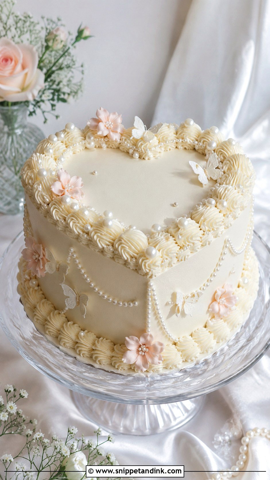 Fairy Heart Wedding Cake With Pearls - Snippet and Ink - 20 Fairy Heart Cake Ideas for Wedding