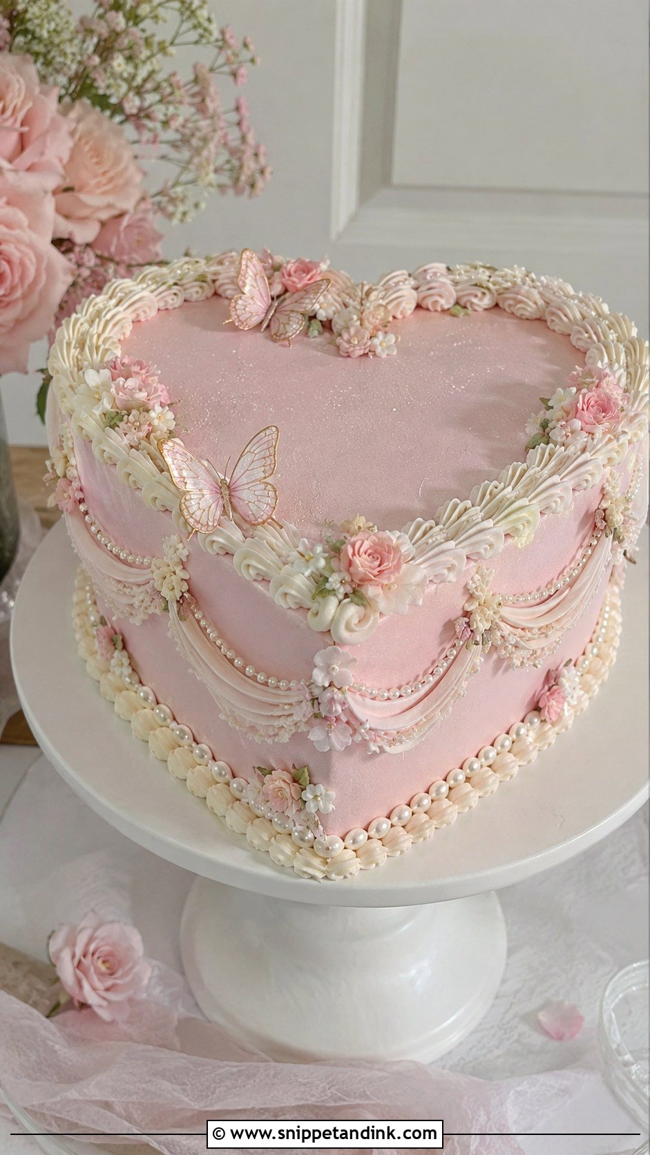 Fairy Heart Wedding Cake With Pink Frosting - Snippet and Ink - 20 Fairy Heart Cake Ideas for Wedding