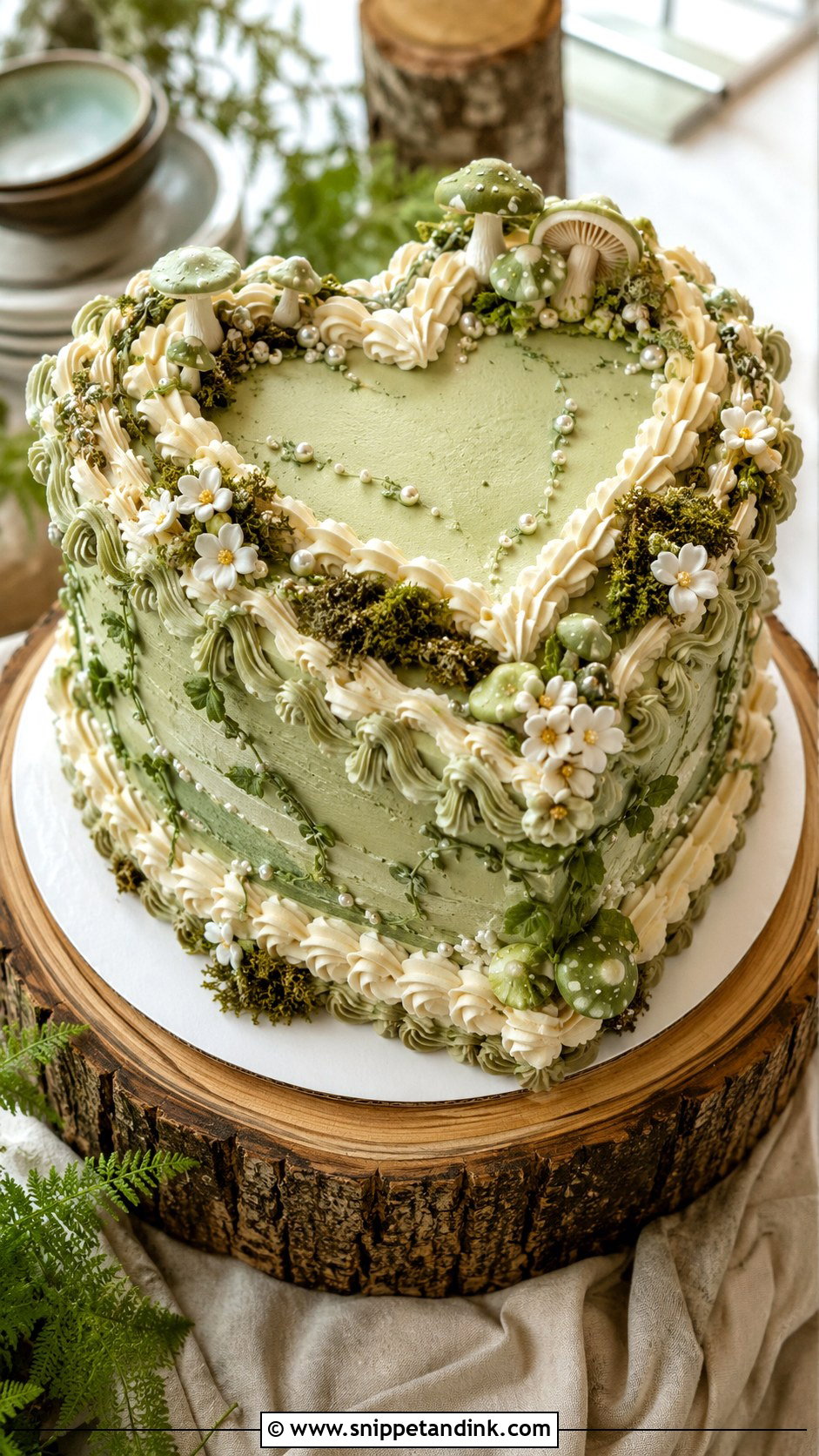 Fairy Heart Wedding Cake With Sage Green - Snippet and Ink - 20 Fairy Heart Cake Ideas for Wedding