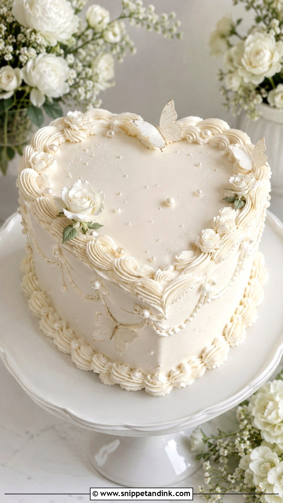 Fairy Heart Wedding Cake With White Buttercream - Snippet and Ink - 20 Fairy Heart Cake Ideas for Wedding