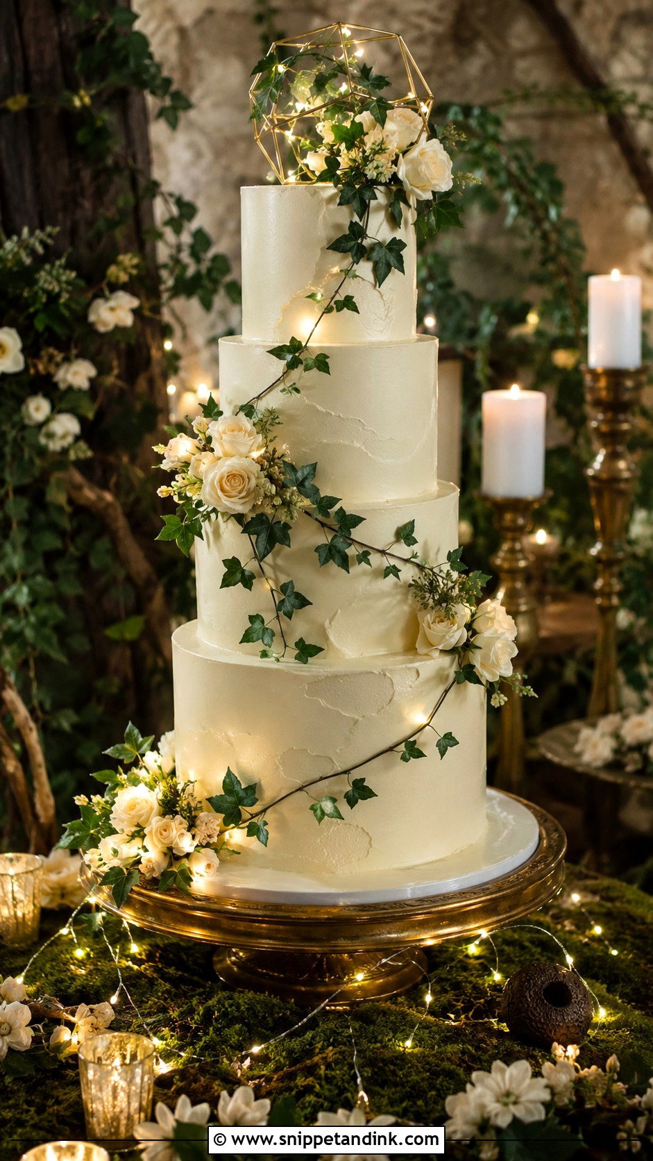 Fairy Light Wedding Cake - Snippet and Ink - 20 Enchanted Theme Cake Ideas for Wedding