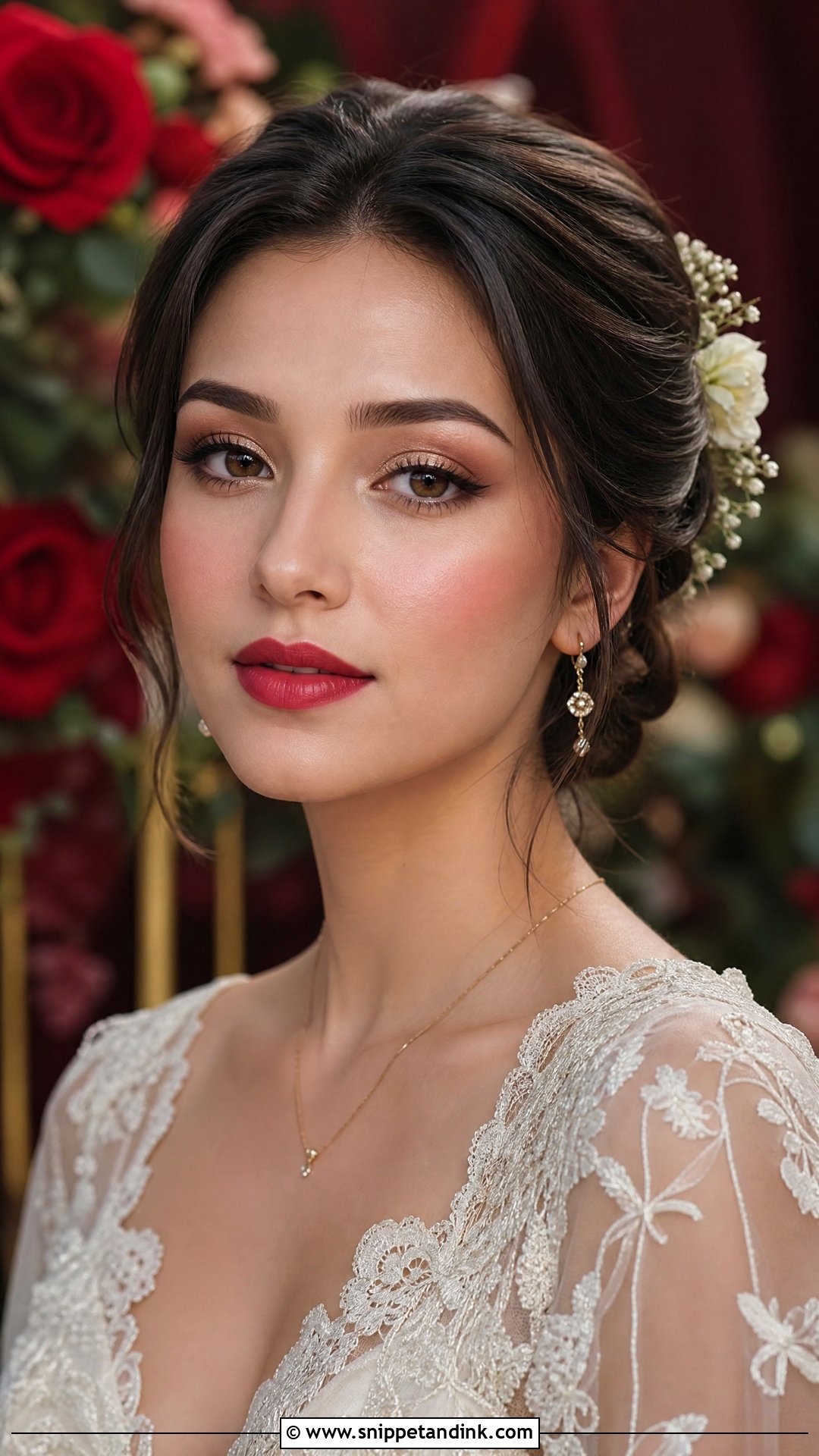 Fairy Wedding Makeup With Red Rose Lips - Snippet and Ink - 25 Fairy Wedding Makeup Ideas