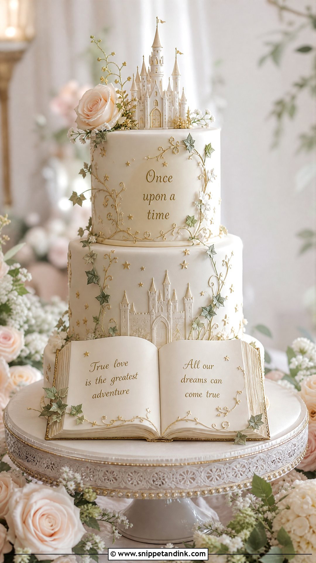 Fairytale Book Wedding Cake - Snippet and Ink - 25 Book Theme Cake Ideas for Wedding
