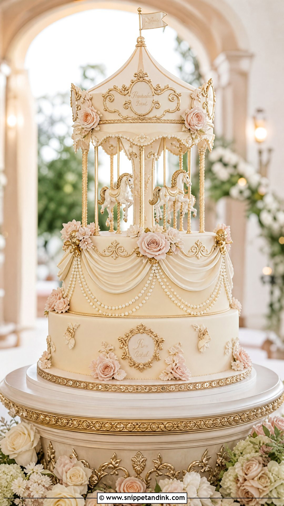 Fairytale Carousel Wedding Cake - Snippet and Ink - 30 Carousel Cake Ideas for Wedding