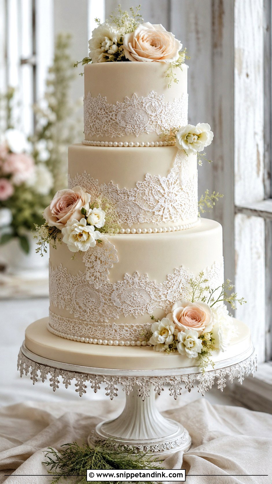 Fake Wedding Cake With Lace - Snippet and Ink - 20 How to Make a Fake Wedding Cake