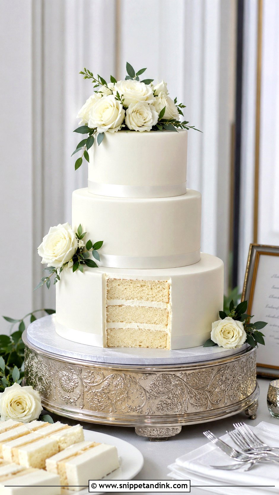 Fake Wedding Cake With Real Cutting Tier - Snippet and Ink - 20 Budget Wedding Cake Ideas