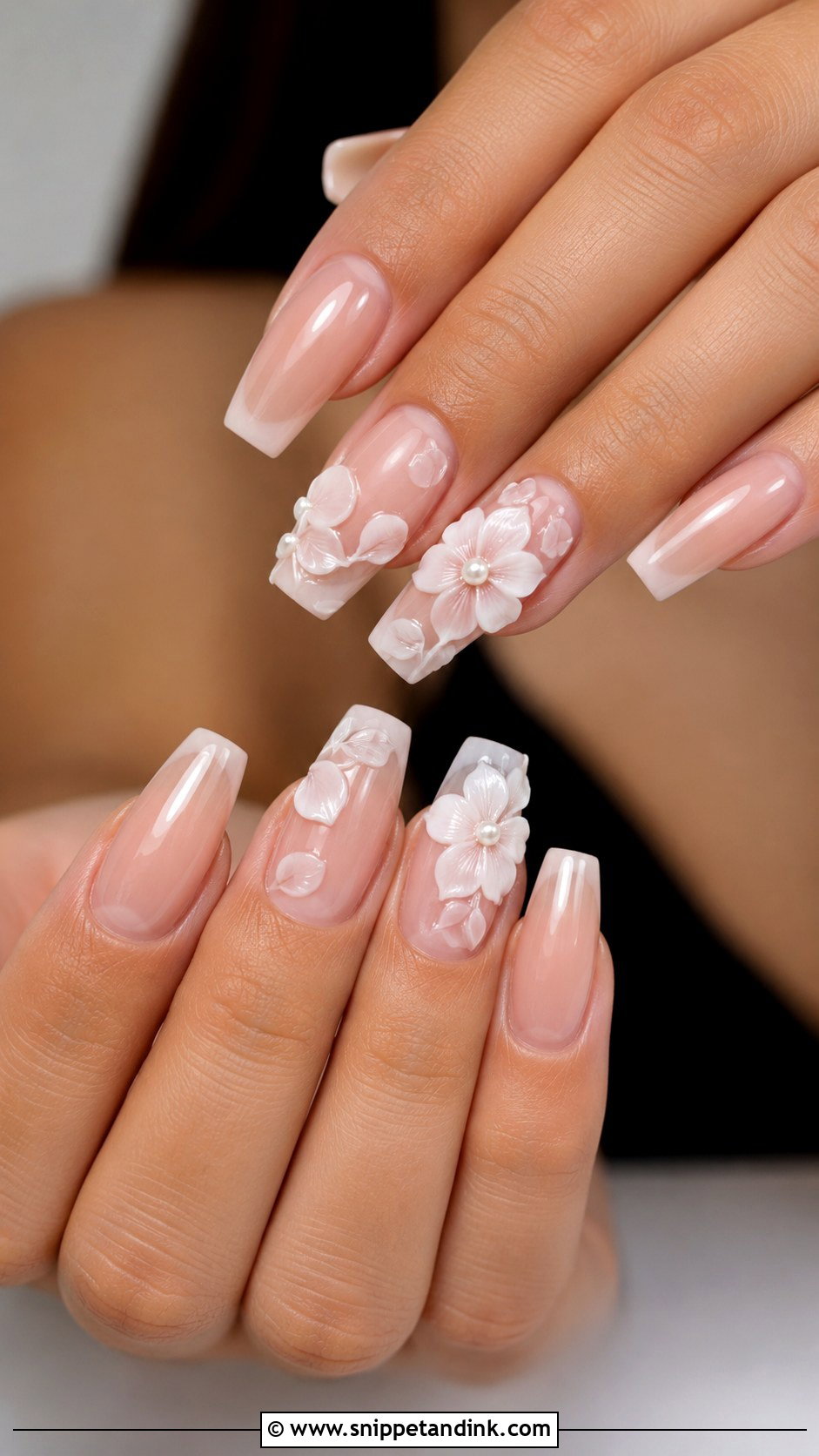 Fake Wedding Nails With 3D Flower Details - Snippet and Ink - 20 Fake Wedding Nails