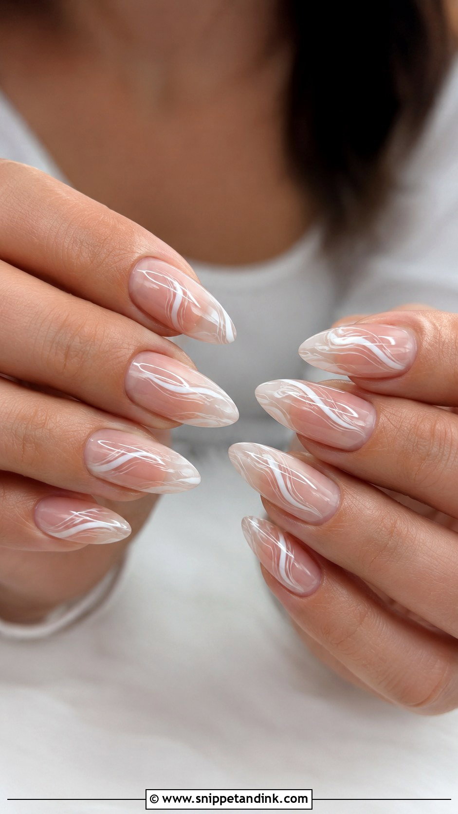 Fake Wedding Nails With Clear Gloss And White Art - Snippet and Ink - 20 Fake Wedding Nails