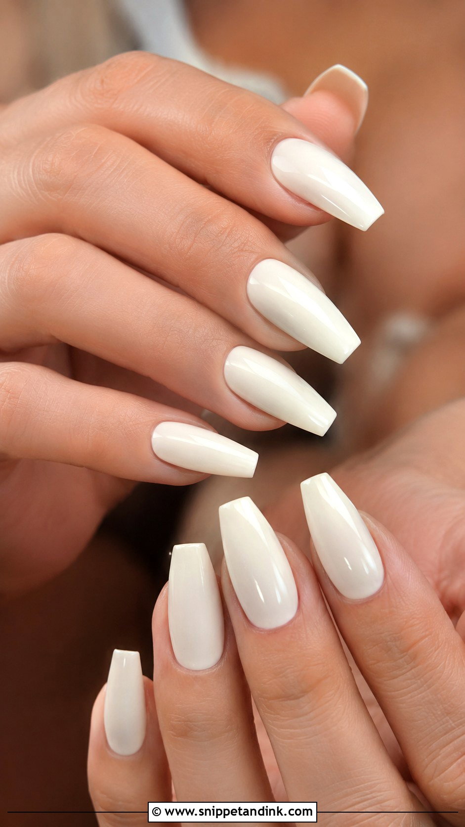 Fake Wedding Nails With Ivory Coffin Shape - Snippet and Ink - 20 Fake Wedding Nails