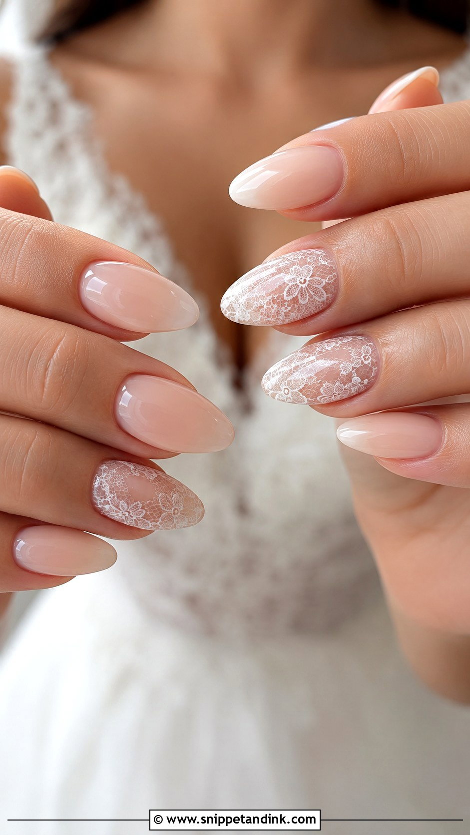 Fake Wedding Nails With Lace Nail Art - Snippet and Ink - 20 Fake Wedding Nails