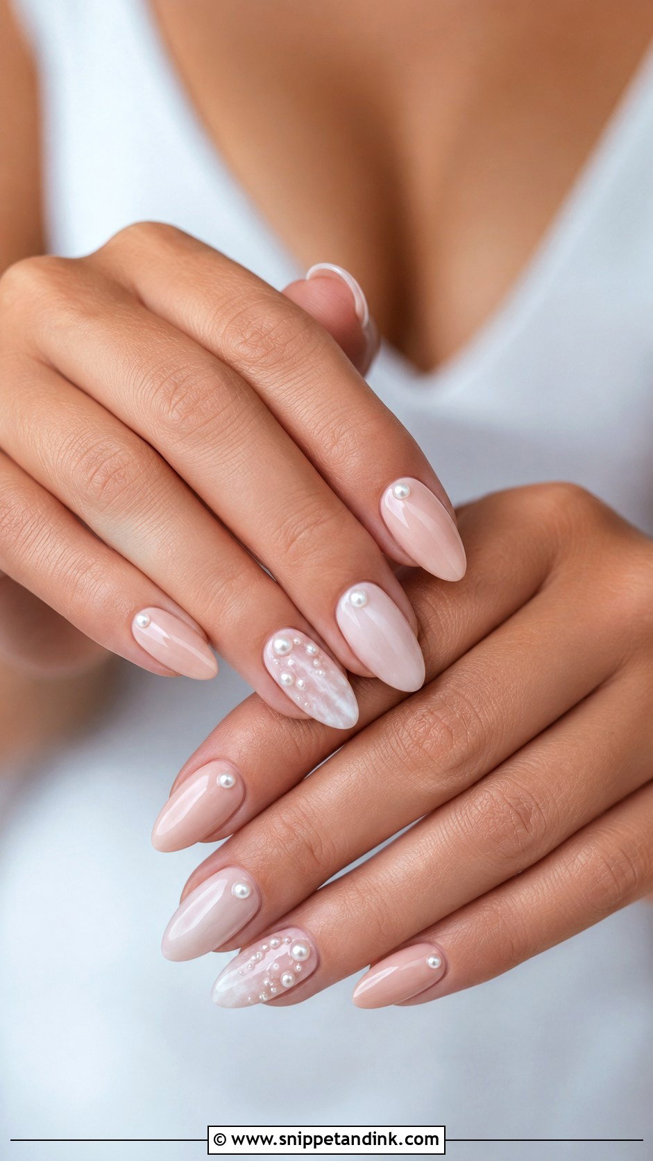 Fake Wedding Nails With Pearl Accents - Snippet and Ink - 20 Fake Wedding Nails