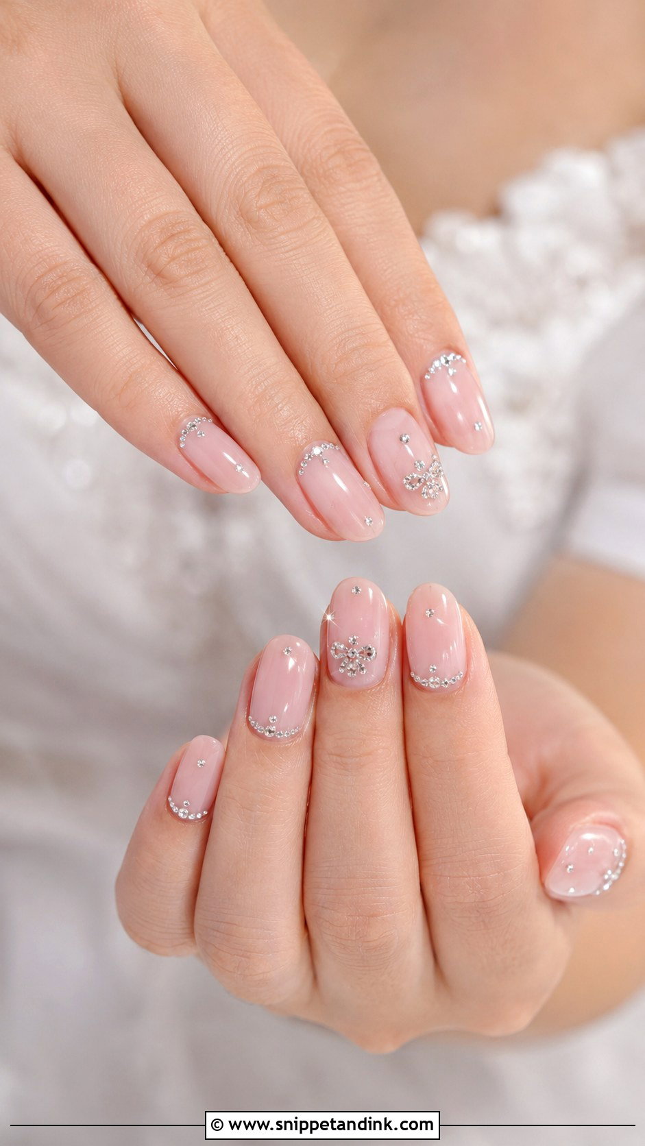 Fake Wedding Nails With Rhinestone Accents - Snippet and Ink - 20 Fake Wedding Nails