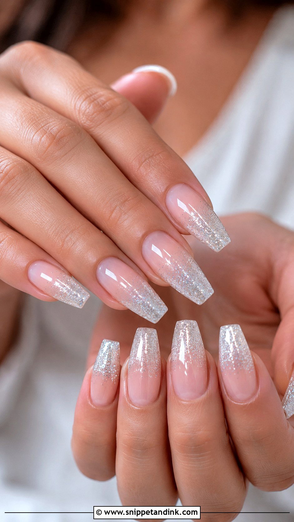 Fake Wedding Nails With Silver Glitter Ombre - Snippet and Ink - 20 Fake Wedding Nails