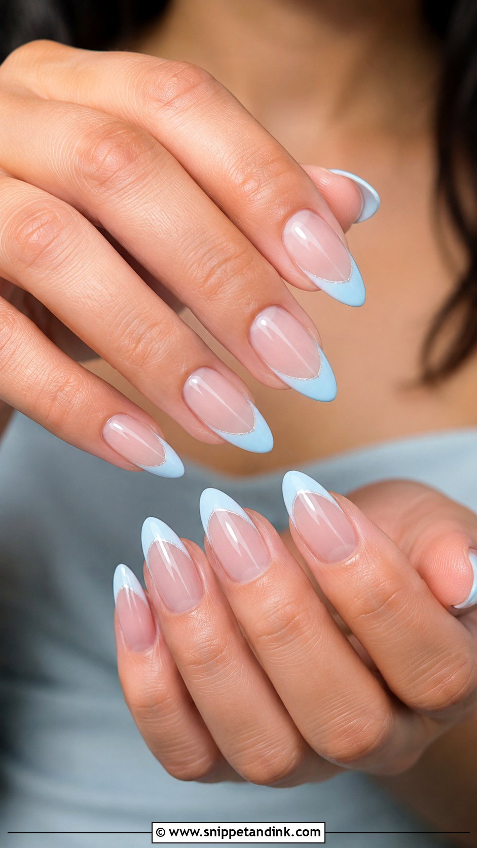 Fake Wedding Nails With Something Blue Tips - Snippet and Ink - 20 Fake Wedding Nails