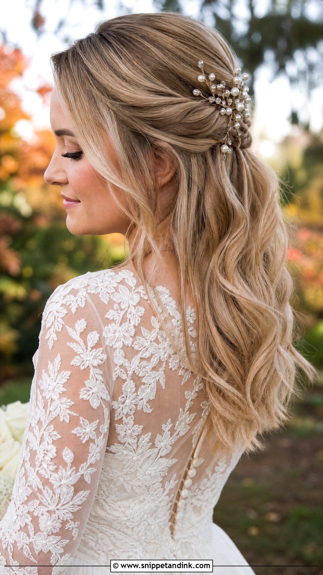 Fall Bridal Half Up Hair - Snippet and Ink - 15 Fall Bridal Hair Ideas