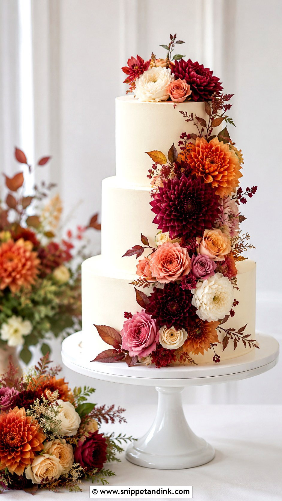 Fall Floral Wedding Cake - Snippet and Ink - 20 Autumn Theme Cake Ideas for Wedding