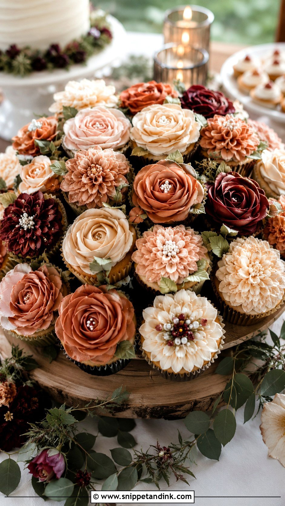 Fall Floral Wedding Cupcakes - Snippet and Ink - 20 Fall Wedding Cupcake Ideas