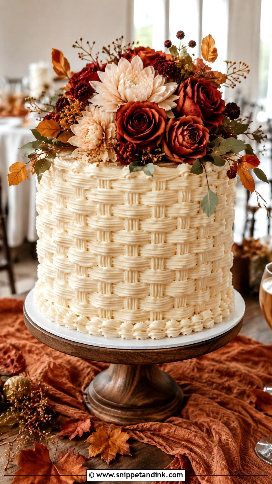Fall Flower Basket Wedding Cake - Snippet and Ink - 20 Flower Basket Cake Designs for Wedding