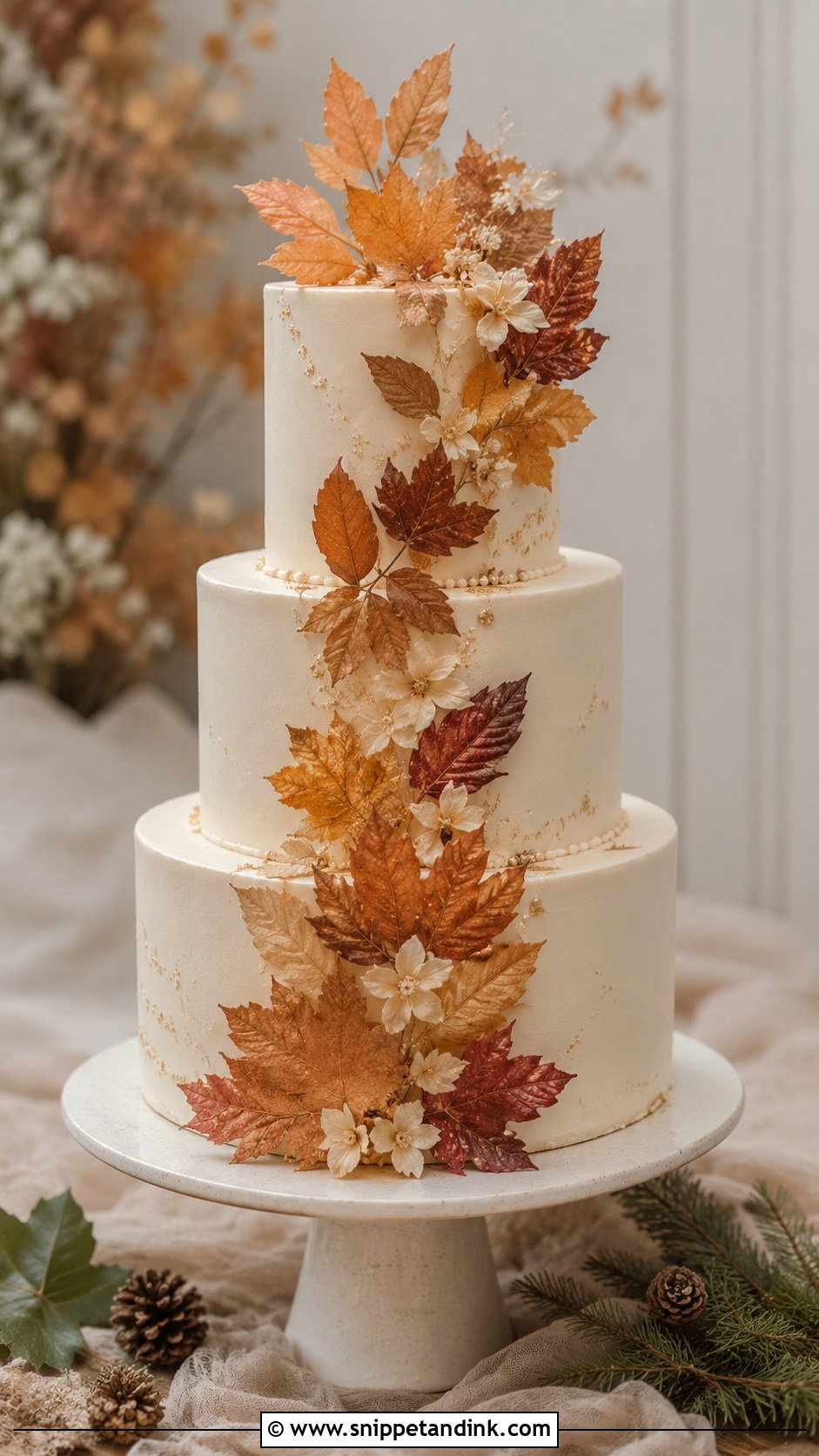 Fall Leaf Wedding Cake - Snippet and Ink - 20 Fall Wedding Cakes