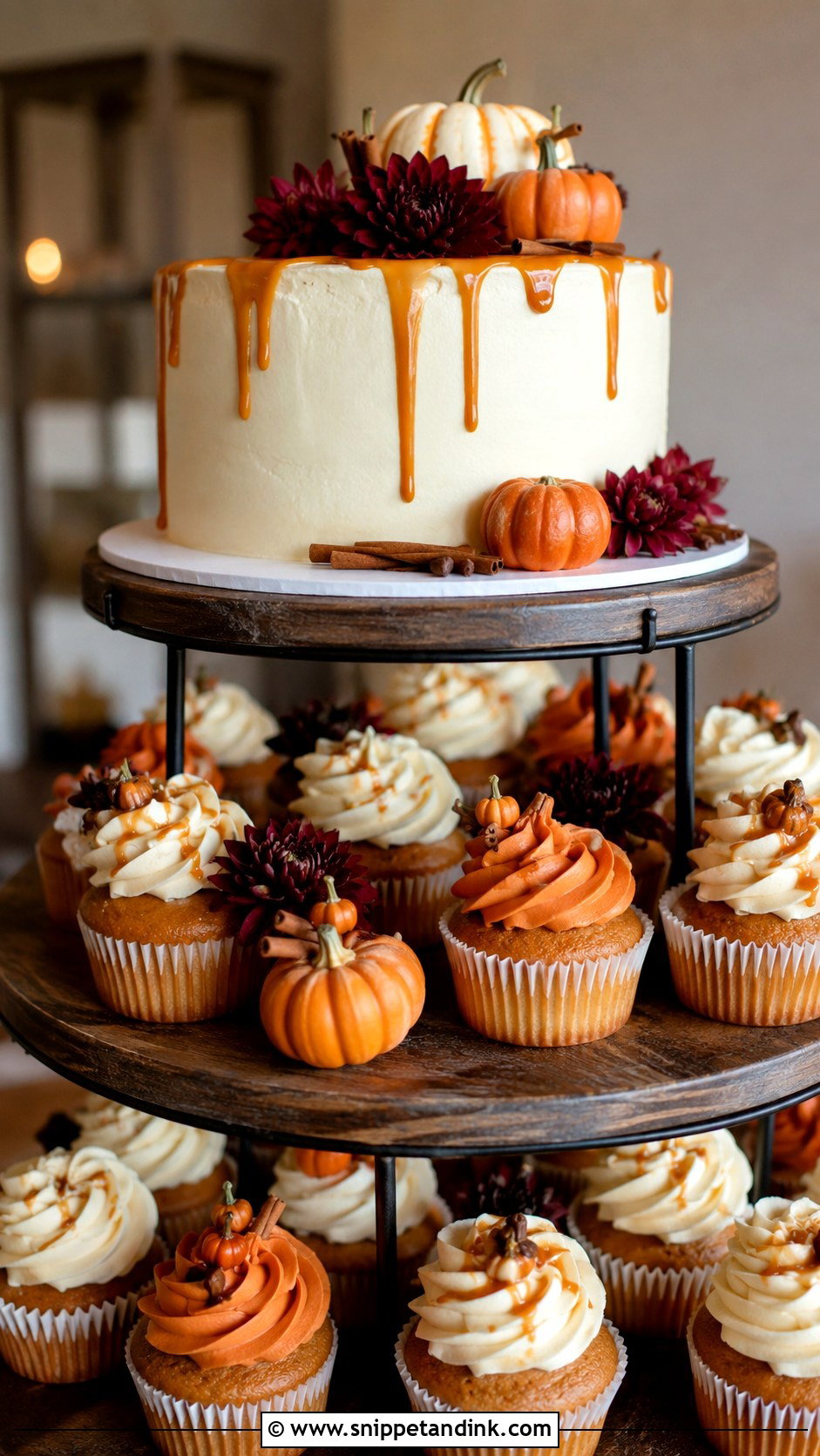 Fall Wedding Cake With Cupcakes - Snippet and Ink - 20 Wedding Cakes for Fall