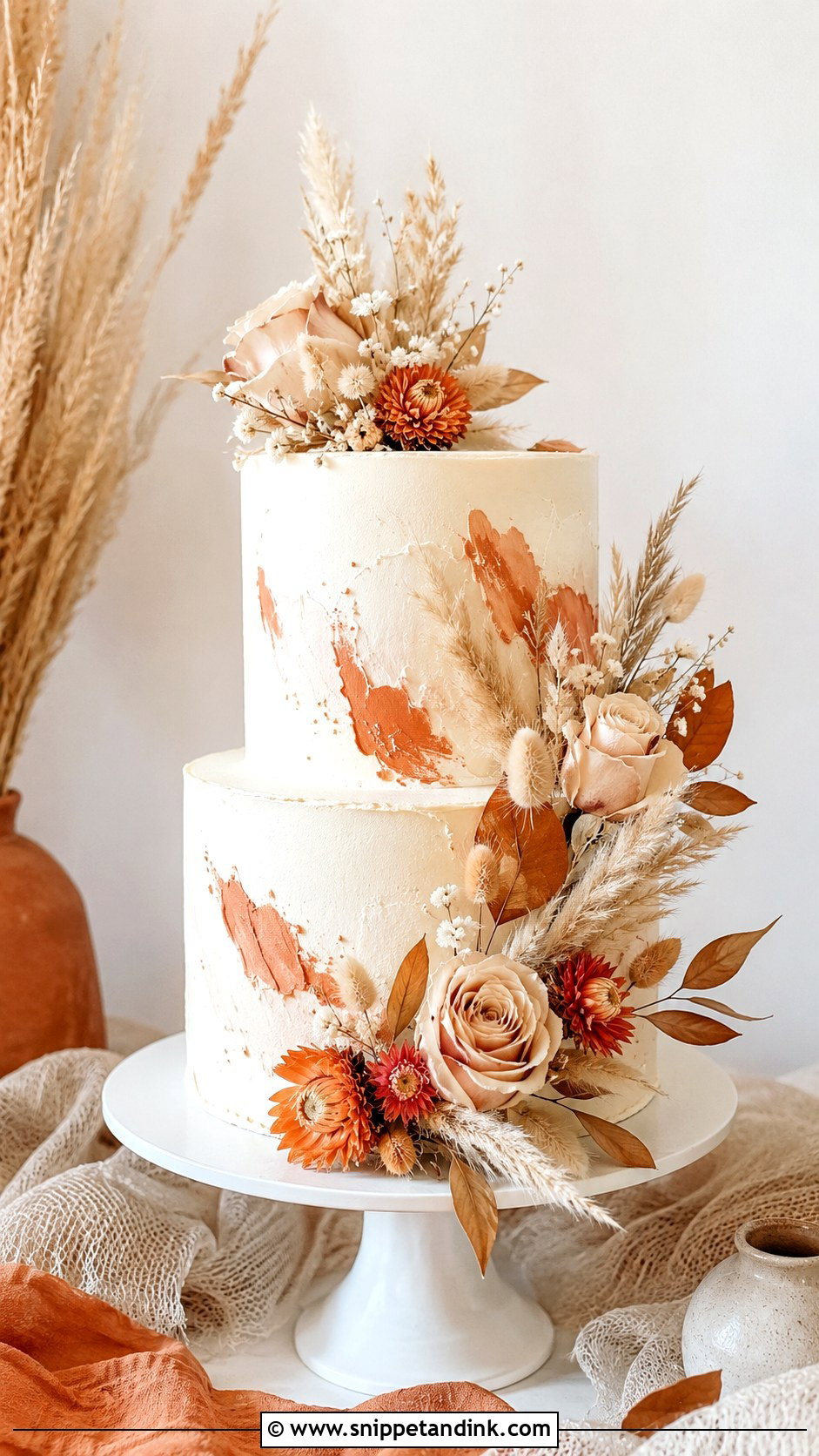 Fall Wedding Cake With Dried Flowers - Snippet and Ink - 20 Wedding Cakes for Fall