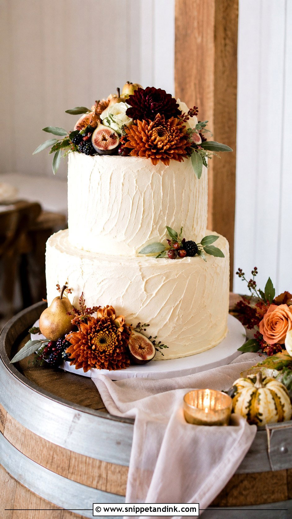Fall Wedding Cake on Barrel - Snippet and Ink - 20 Wedding Cake Ideas on Barrel
