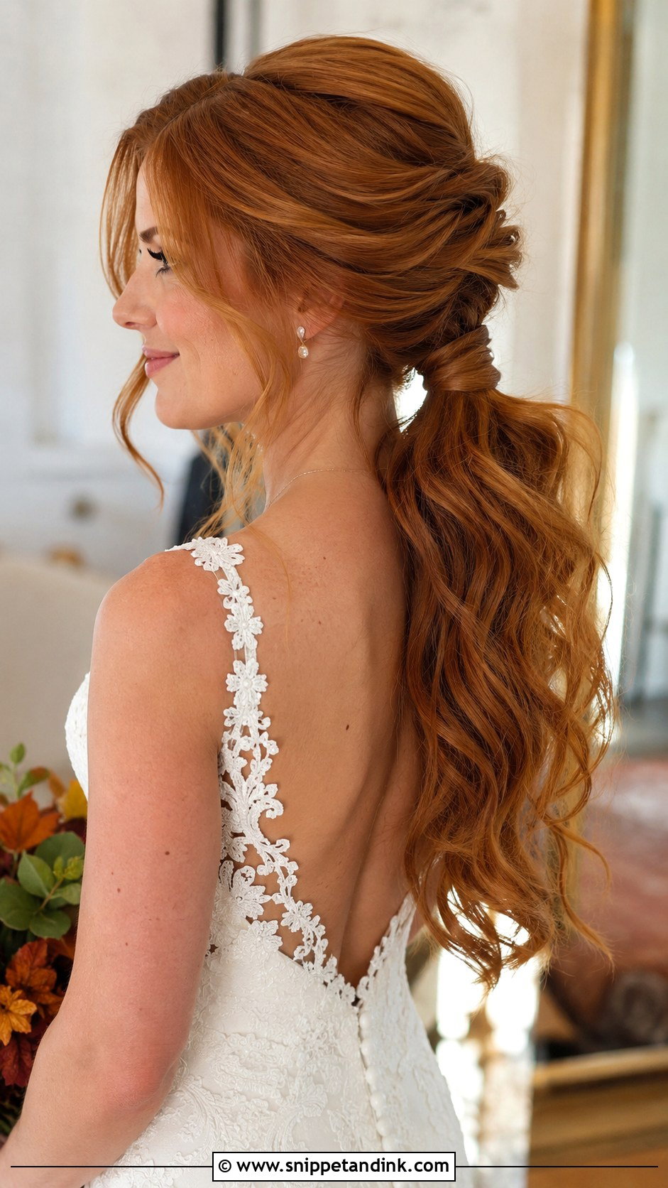 Fall Wedding Ponytail For Bride - Snippet and Ink - 20 Fall Wedding Hair for Bride Ideas