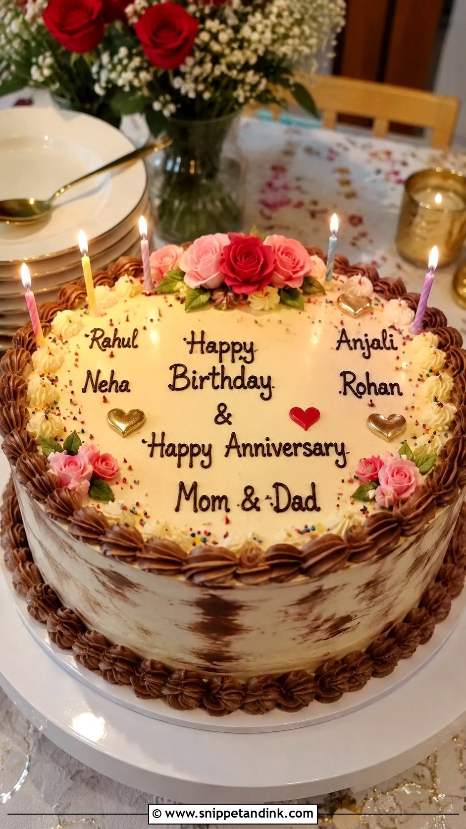 Family Birthday Anniversary Cake - Snippet and Ink - 20 Anniversary and Birthday Cake Combined Ideas
