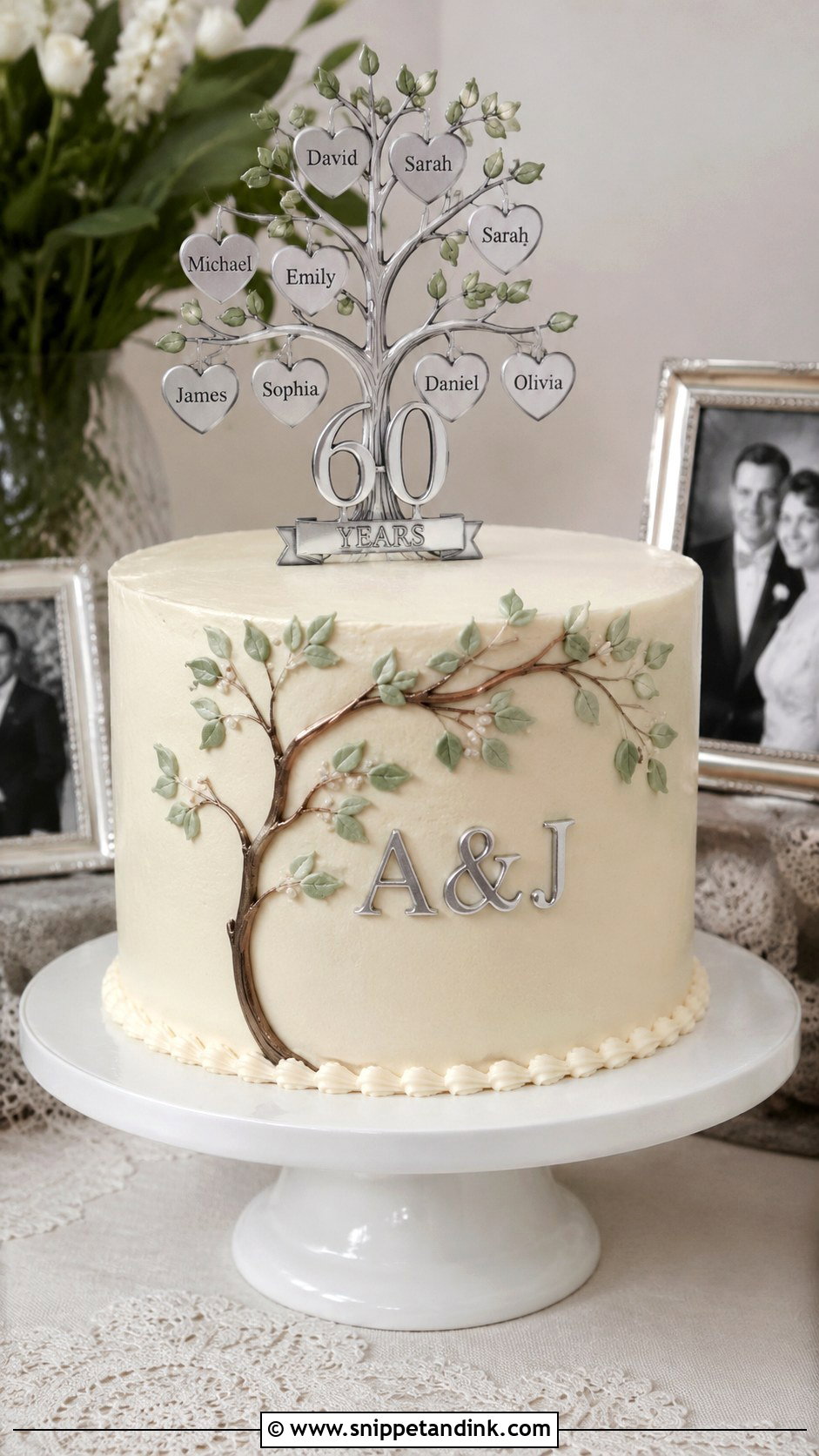 Family Tree Anniversary Cake - Snippet and Ink - 20 60th Wedding Anniversary Cakes