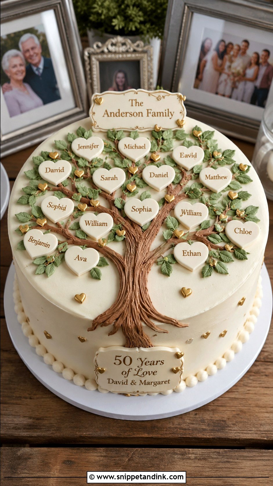 Family Tree Anniversary Cake - Snippet and Ink - 20 Anniversary Cake for Grandparents