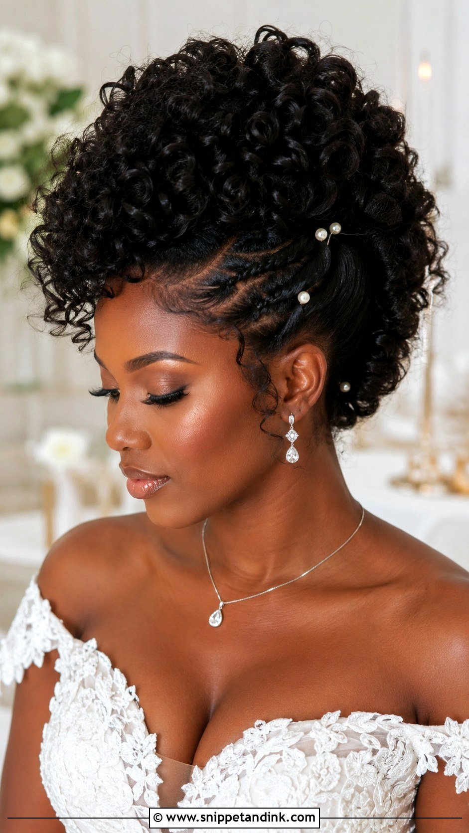 Faux Hawk Curly Updo - Snippet and Ink - 20 Afro Wedding Hair Ideas