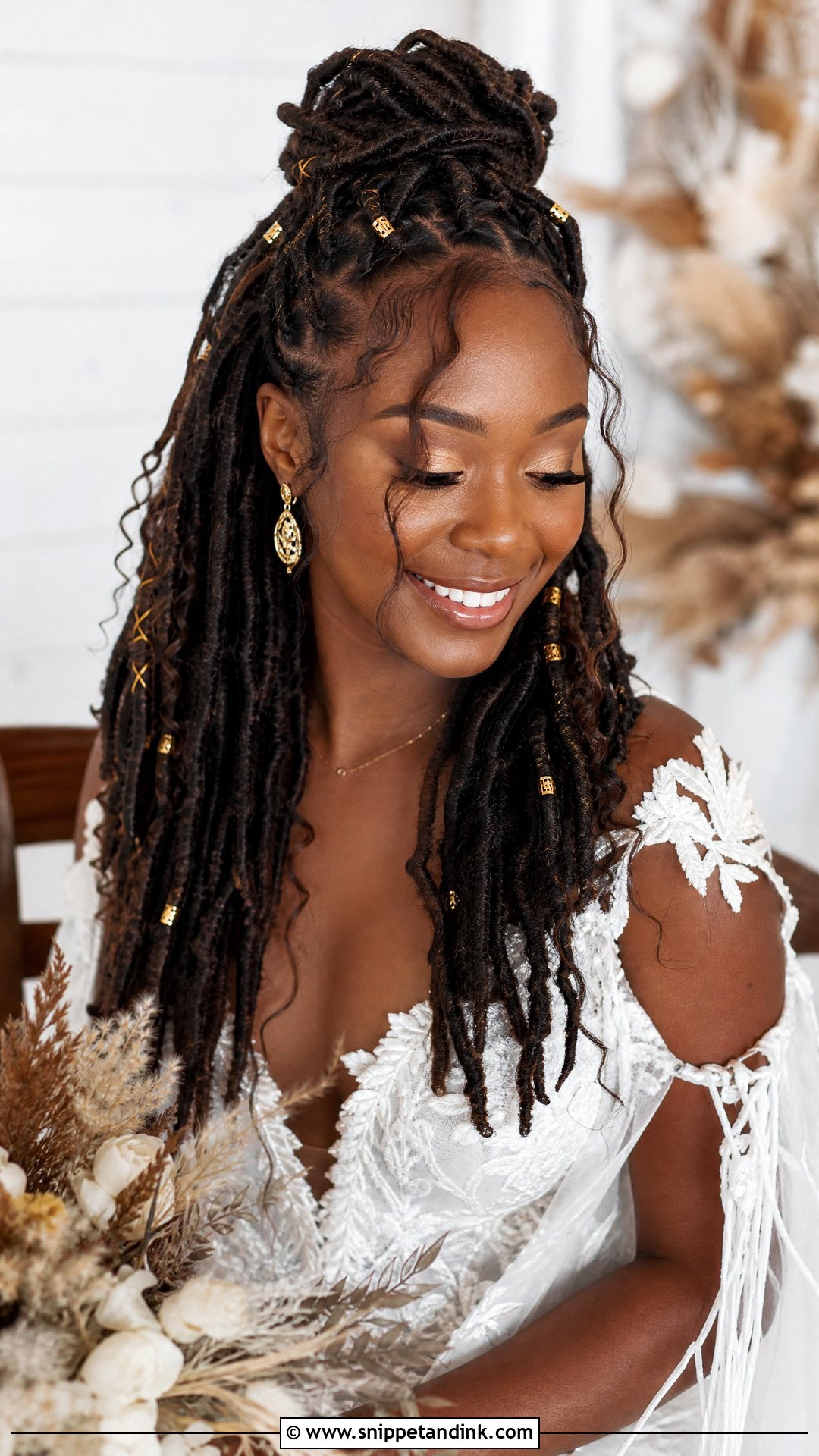 Faux Locs Bridal Hairstyle - Snippet and Ink - 25 Bridal Hair Black Women Ideas