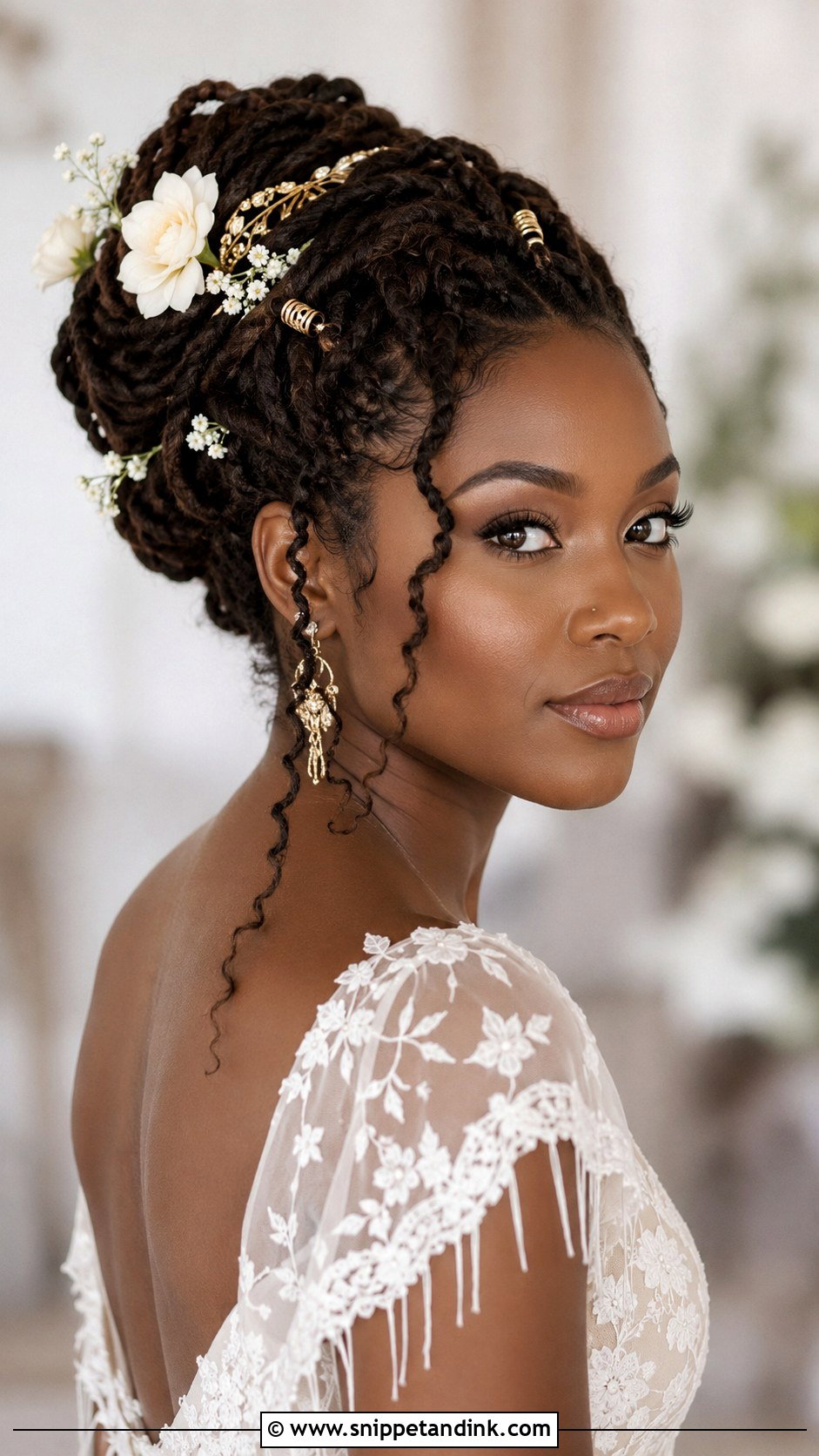 Faux Locs Bridal Updo - Snippet and Ink - 30 Black Bridal Hairstyles