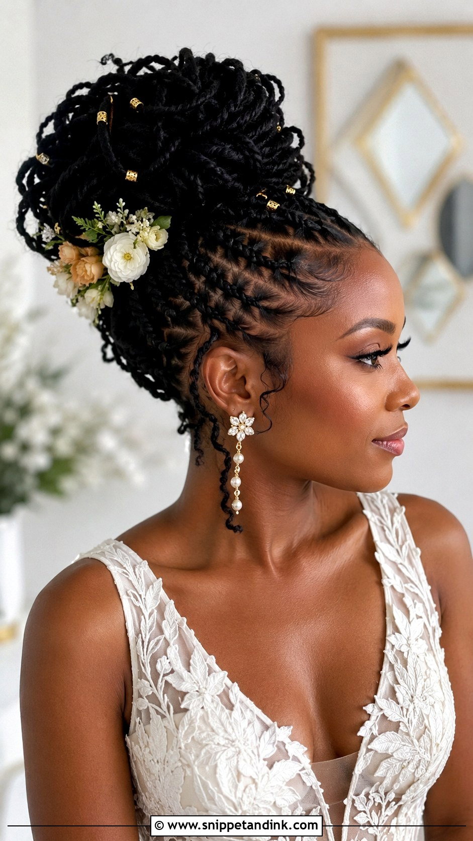 Faux Locs Wedding Updo - Snippet and Ink - 20 Black Hair Bride Ideas