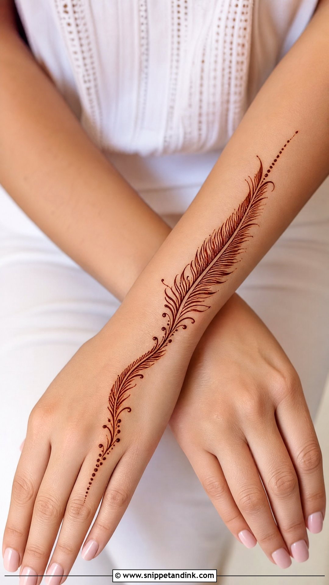 Feather Tattoo Mehndi Design - Snippet and Ink - 30 Unique Tattoo Mehndi Designs