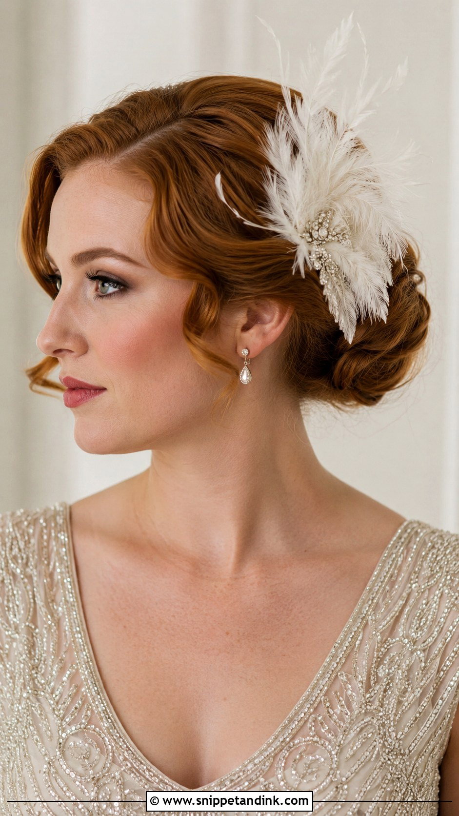 Feathered Fascinator Hairstyle - Snippet and Ink - 20 1920s Wedding Hair Ideas
