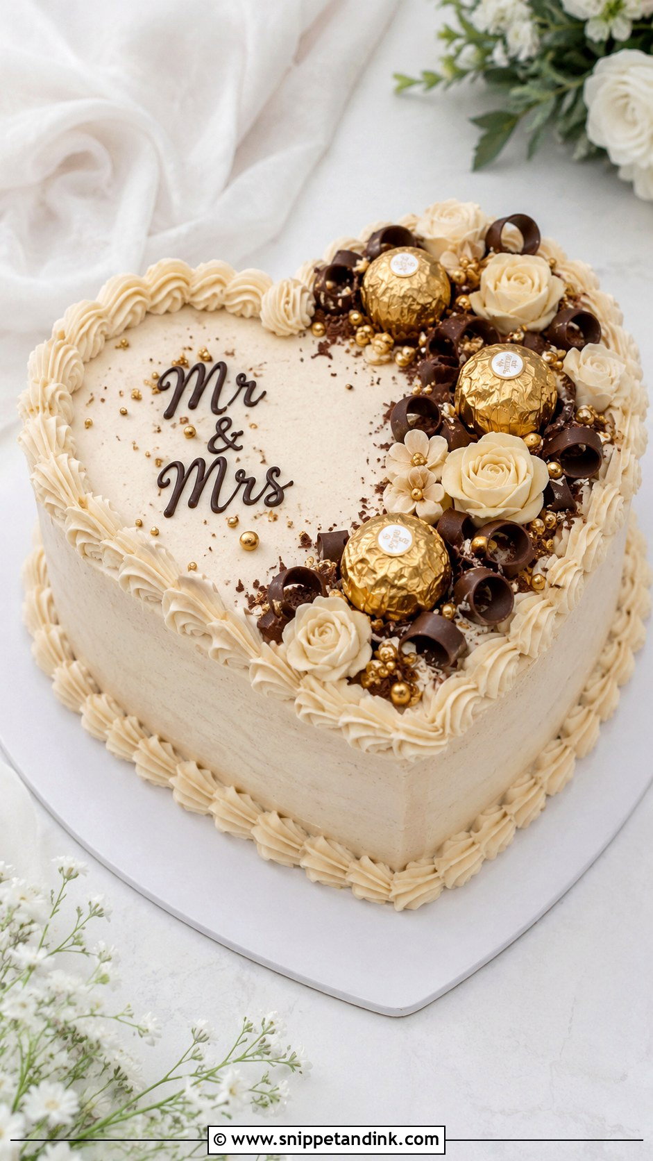 Ferrero Rocher Heart Wedding Cake - Snippet and Ink - 20 Ferrero Rocher Cake Decorating Ideas for Wedding