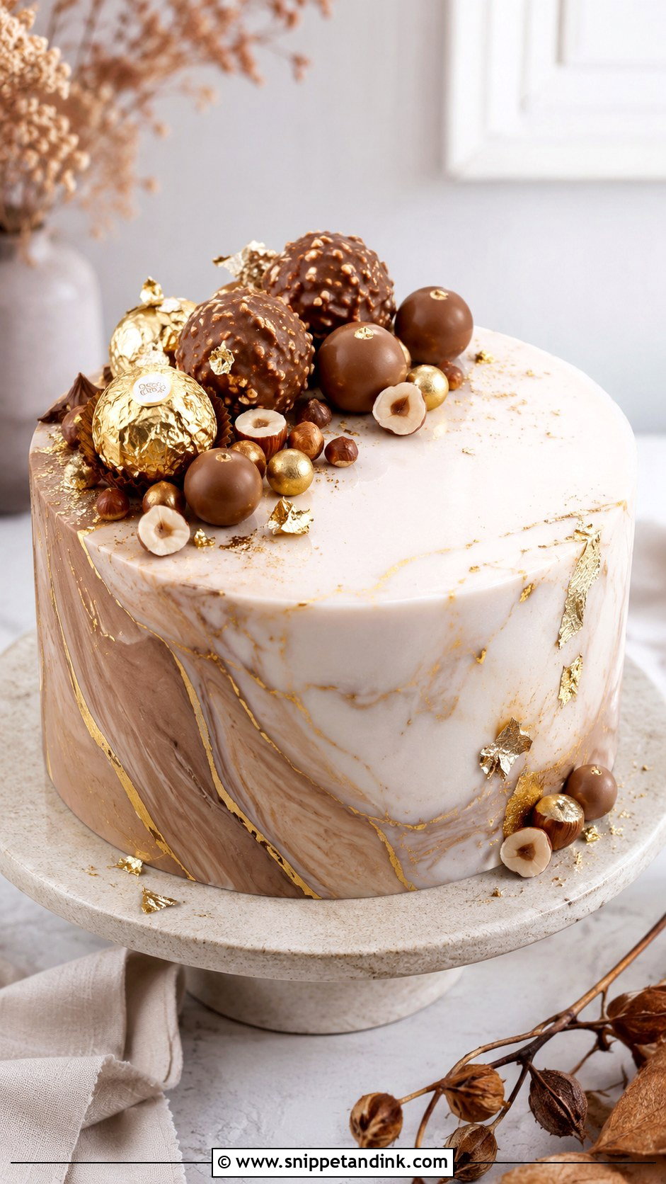 Ferrero Rocher Marble Wedding Cake - Snippet and Ink - 20 Ferrero Rocher Cake Decorating Ideas for Wedding