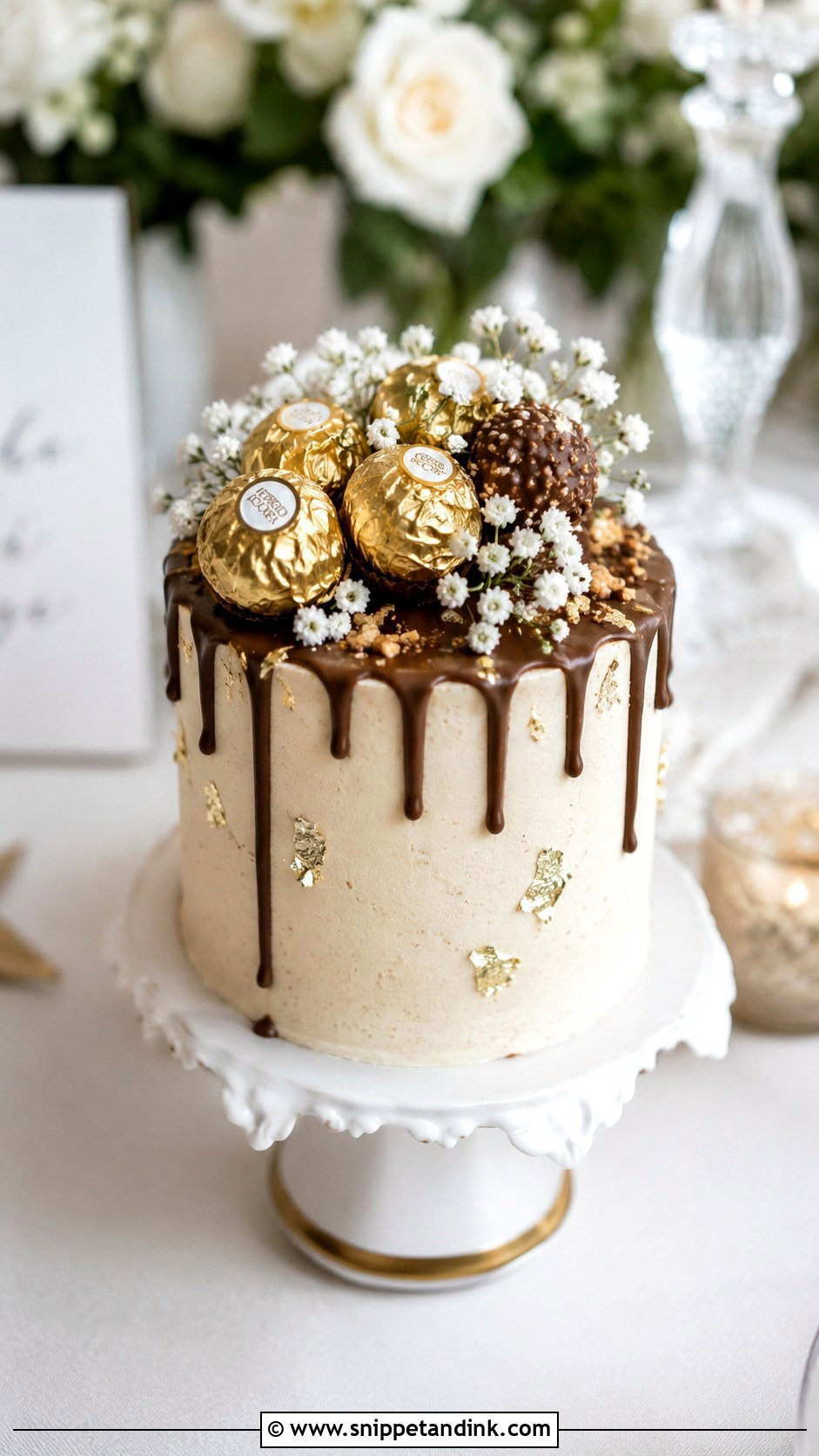 Ferrero Rocher Mini Wedding Cake - Snippet and Ink - 20 Ferrero Rocher Cake Decorating Ideas for Wedding