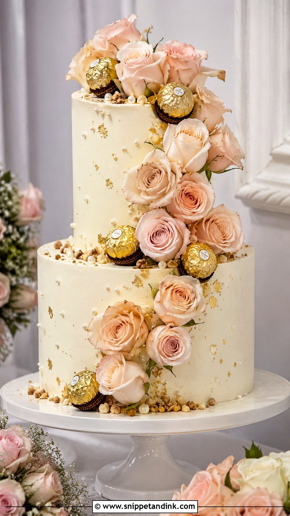 Ferrero Rocher Rose Wedding Cake - Snippet and Ink - 20 Ferrero Rocher Cake Decorating Ideas for Wedding