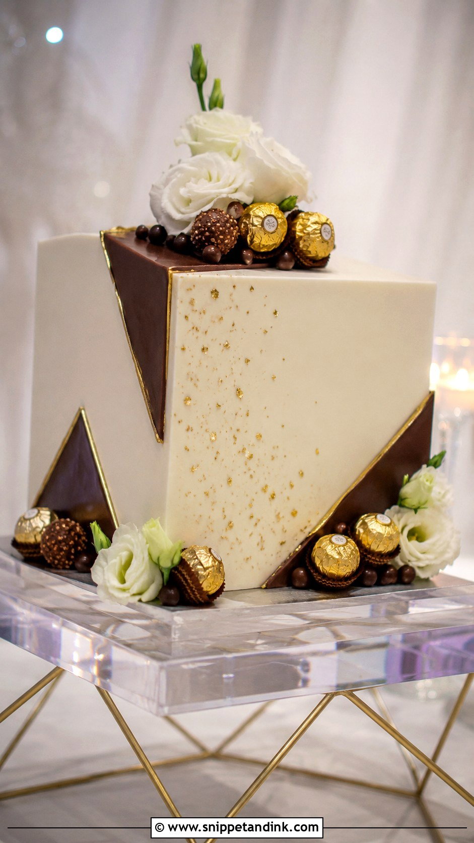 Ferrero Rocher Square Wedding Cake - Snippet and Ink - 20 Ferrero Rocher Cake Decorating Ideas for Wedding