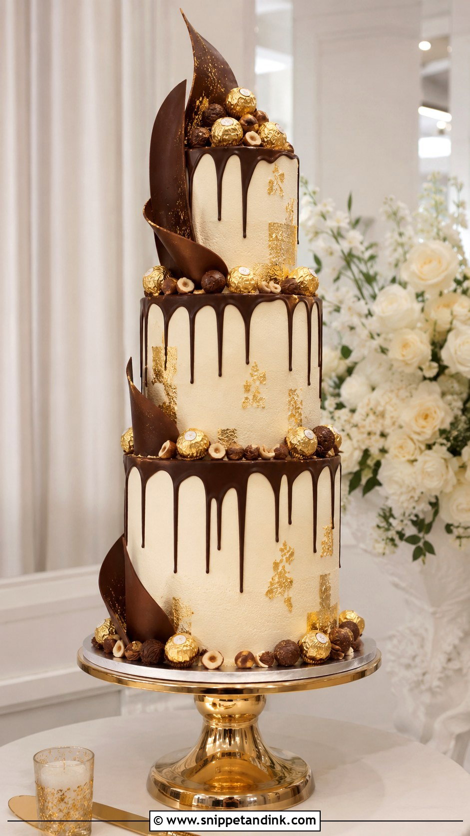 Ferrero Rocher Tall Wedding Cake - Snippet and Ink - 20 Ferrero Rocher Cake Decorating Ideas for Wedding