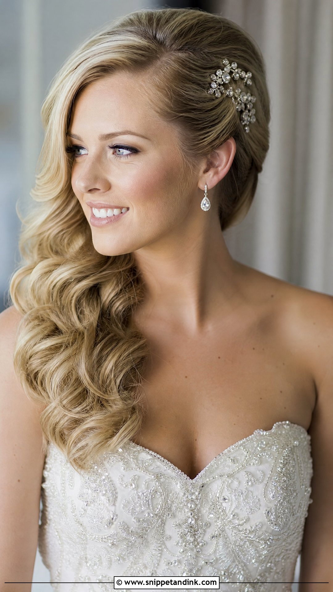 Fine Hair Side Swept Curls - Snippet and Ink - 15 Fine Hair Bridal Styles