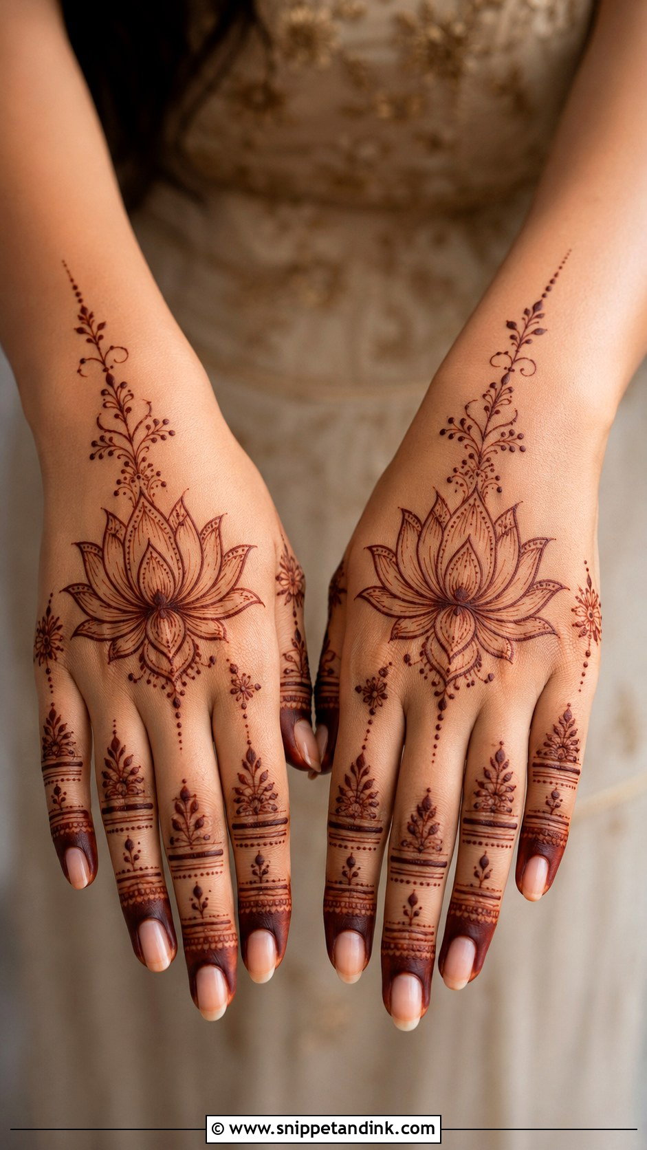 Fine Line Lotus Mehndi Design - Snippet and Ink - 35 Lotus Mehndi Design Ideas